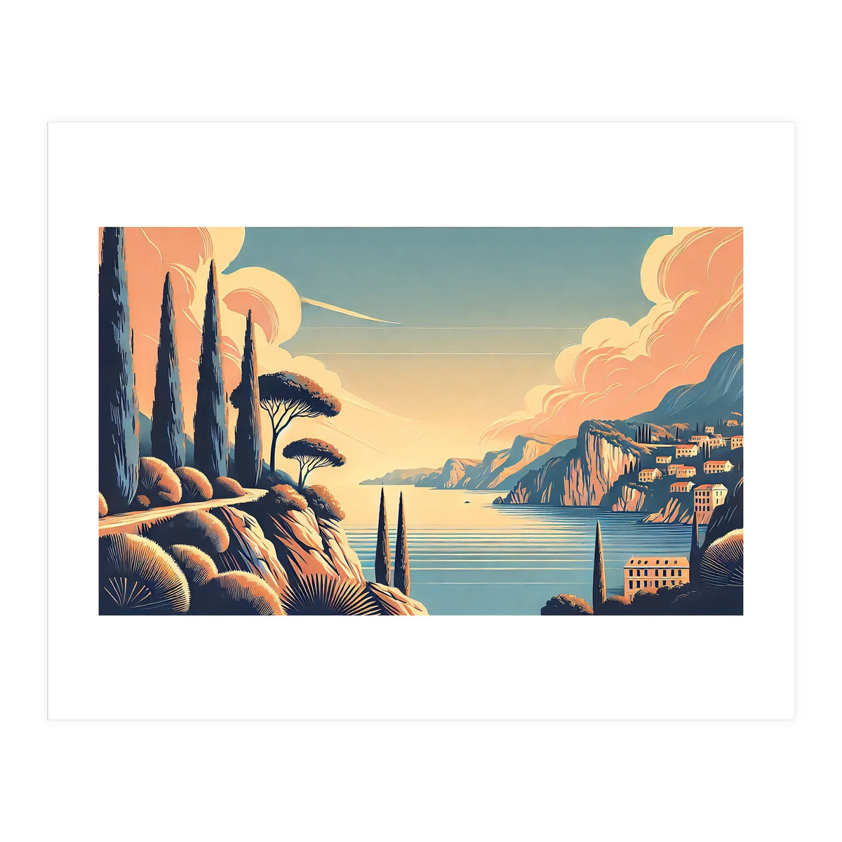 Vintage French Riviera Poster, France (Print Only)