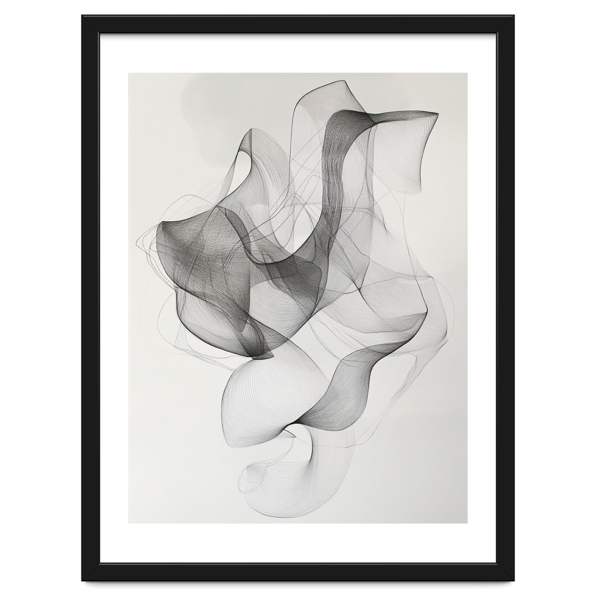 Abstract Black And White Swirling Lines Art