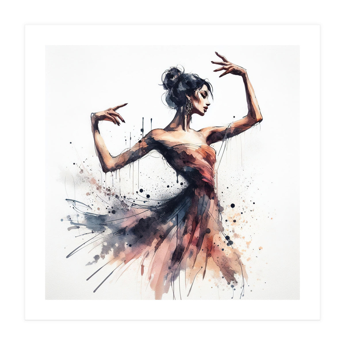 Watercolor Ballet Dancer #1 (Print Only)
