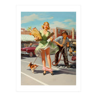 Funny Pin Up Shopping Girl (Print Only)