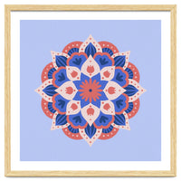 Mandala flower - blue and coral