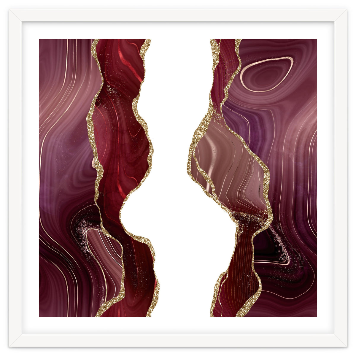 Burgundy & Gold Glitter Agate Texture 06