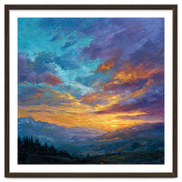 Ethereal Alpine Sunset Over Distant Peaks