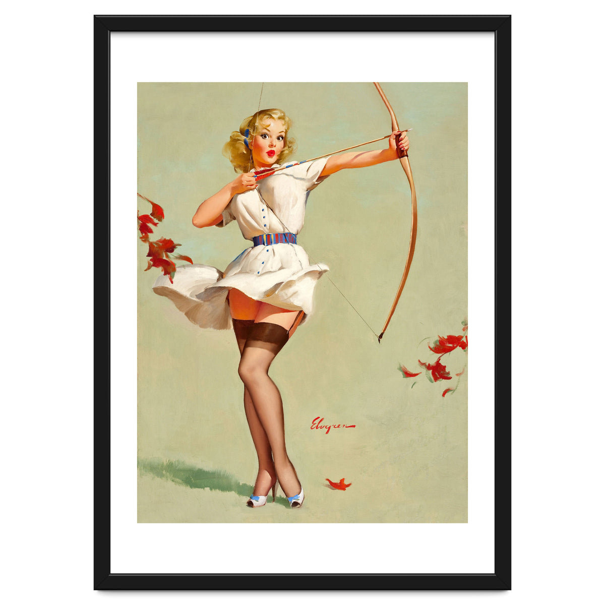 Pinup Sexy Girl Playing A Cupid