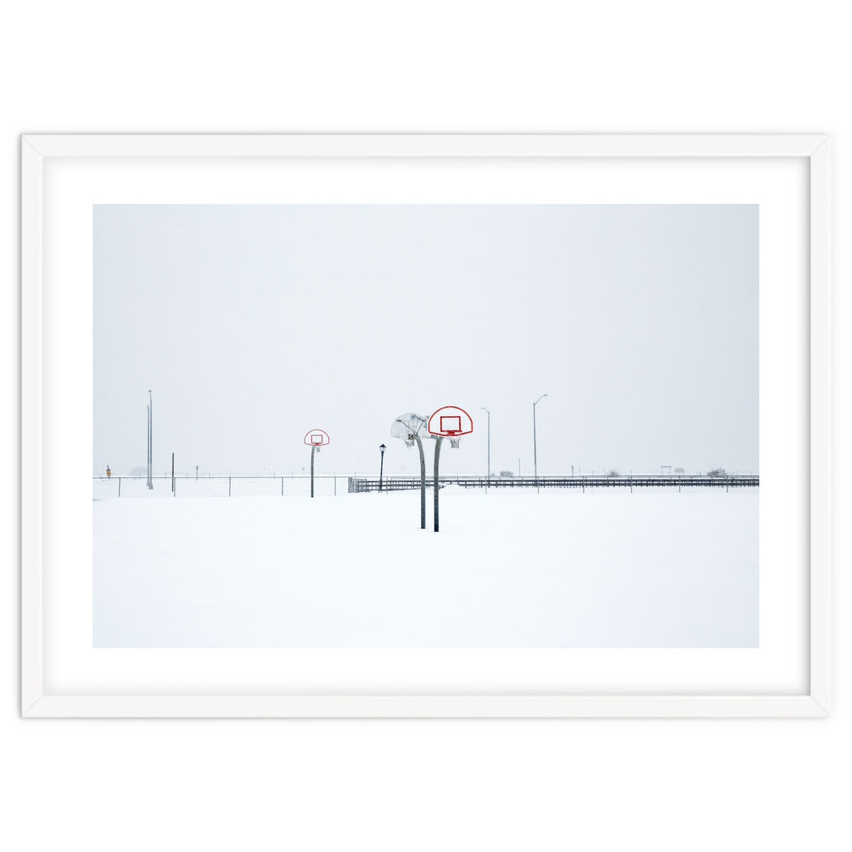 Snow-covered Basketball court