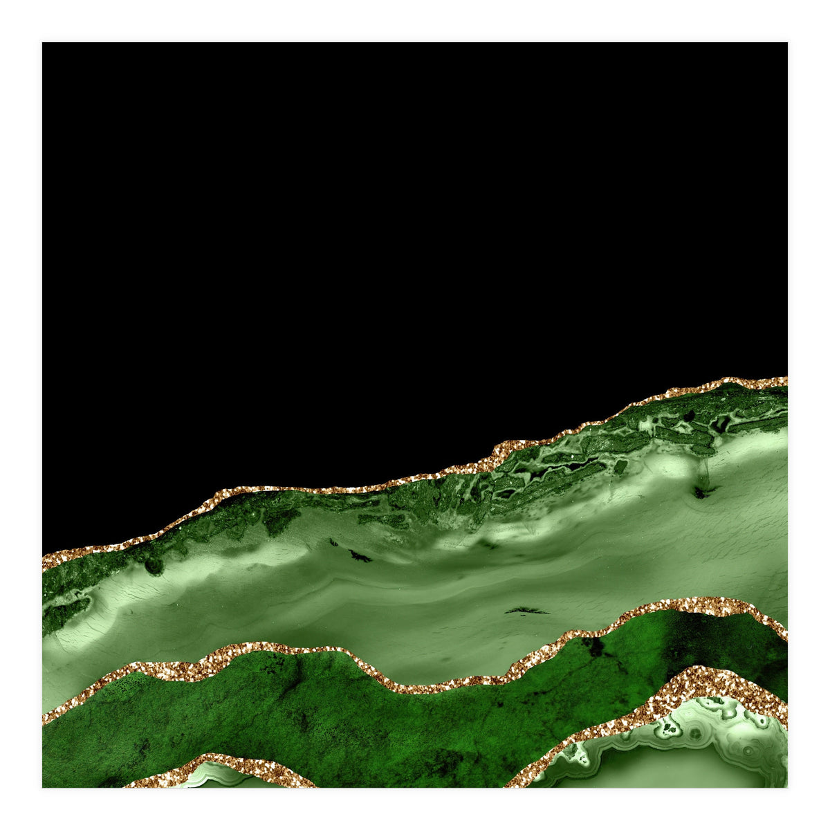 Green & Gold Agate Texture 17  (Print Only)