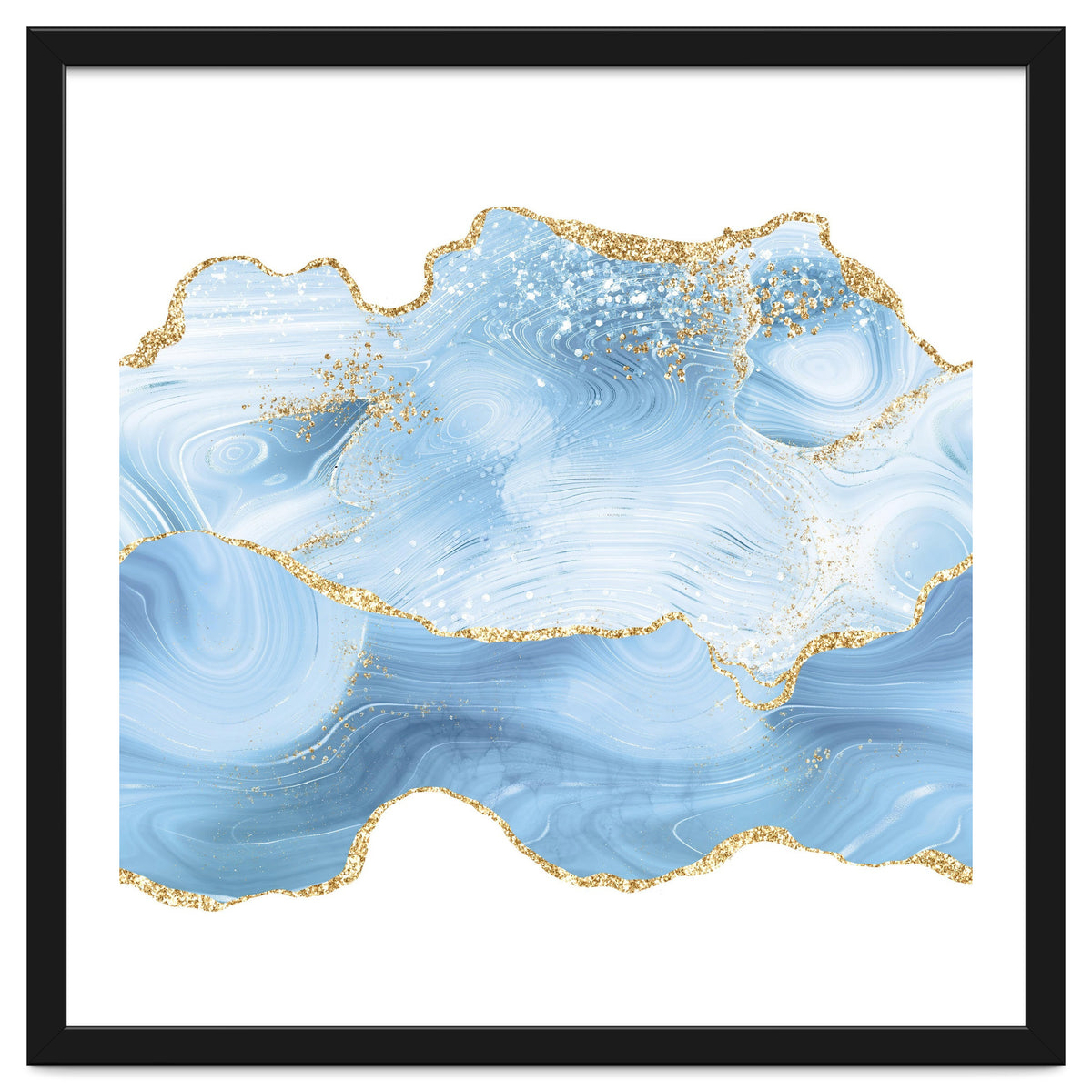 Blue & Gold Glitter Agate Texture 05