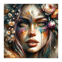 Floral Forest Druid Woman Portrait (Print Only)