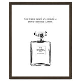 Born Original, Fashion Perfume Bottle Quote Art, Coco Chanel, Chic Decor thumbnail