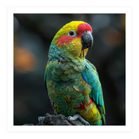 Vibrant Amazon Parrot Perched On A Branch (Print Only)