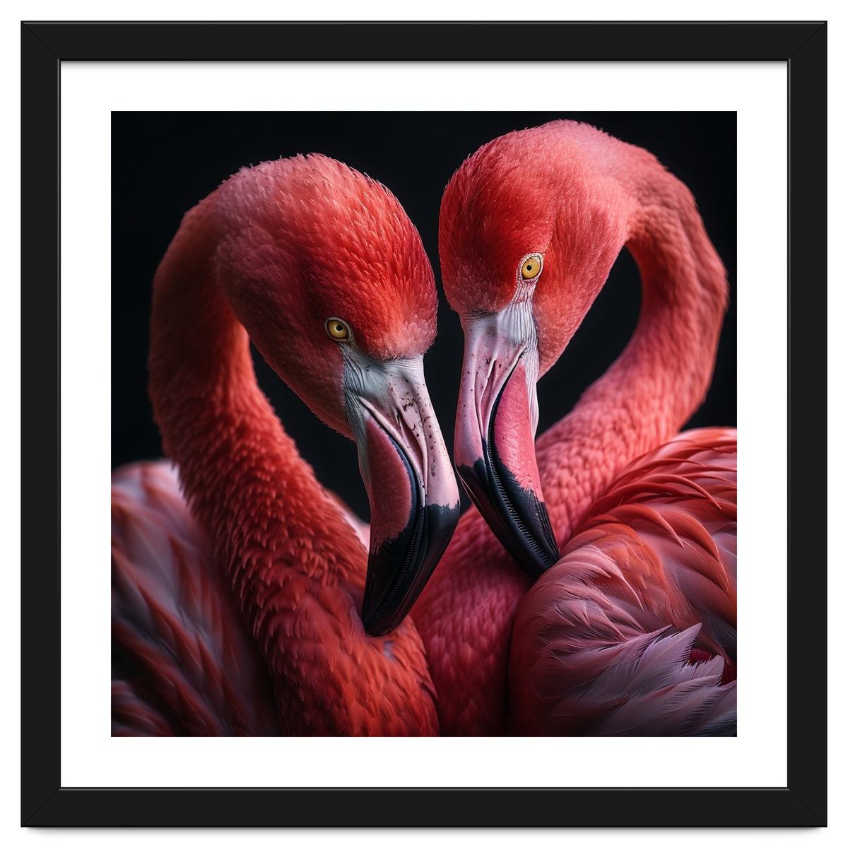 Two Flamingos Together