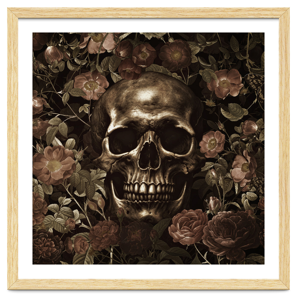 Baroque  Skull And Roses Night Garden