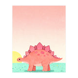 Stegosaurus Watercolor Art, Cute Dinosaur Nursery Print, Coral Dino Illustration (Print Only) thumbnail