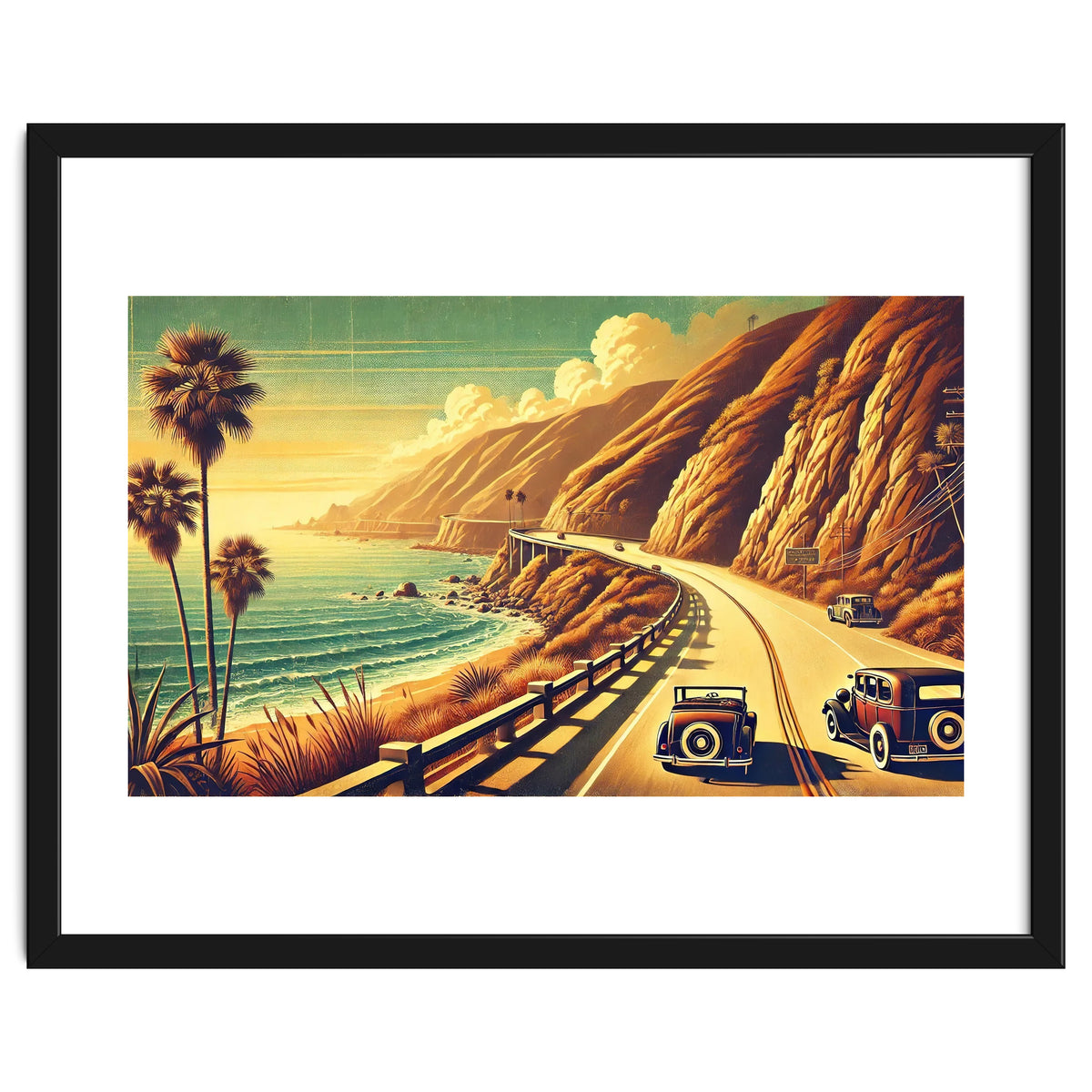 Vintage Coastal Road Journey Poster