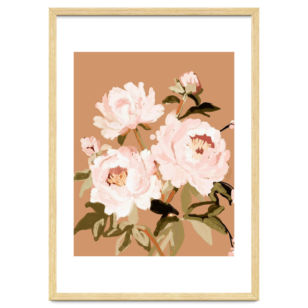Blush Peony Painting, Floral Wall Art, Neutral Flower Print, Peony Art