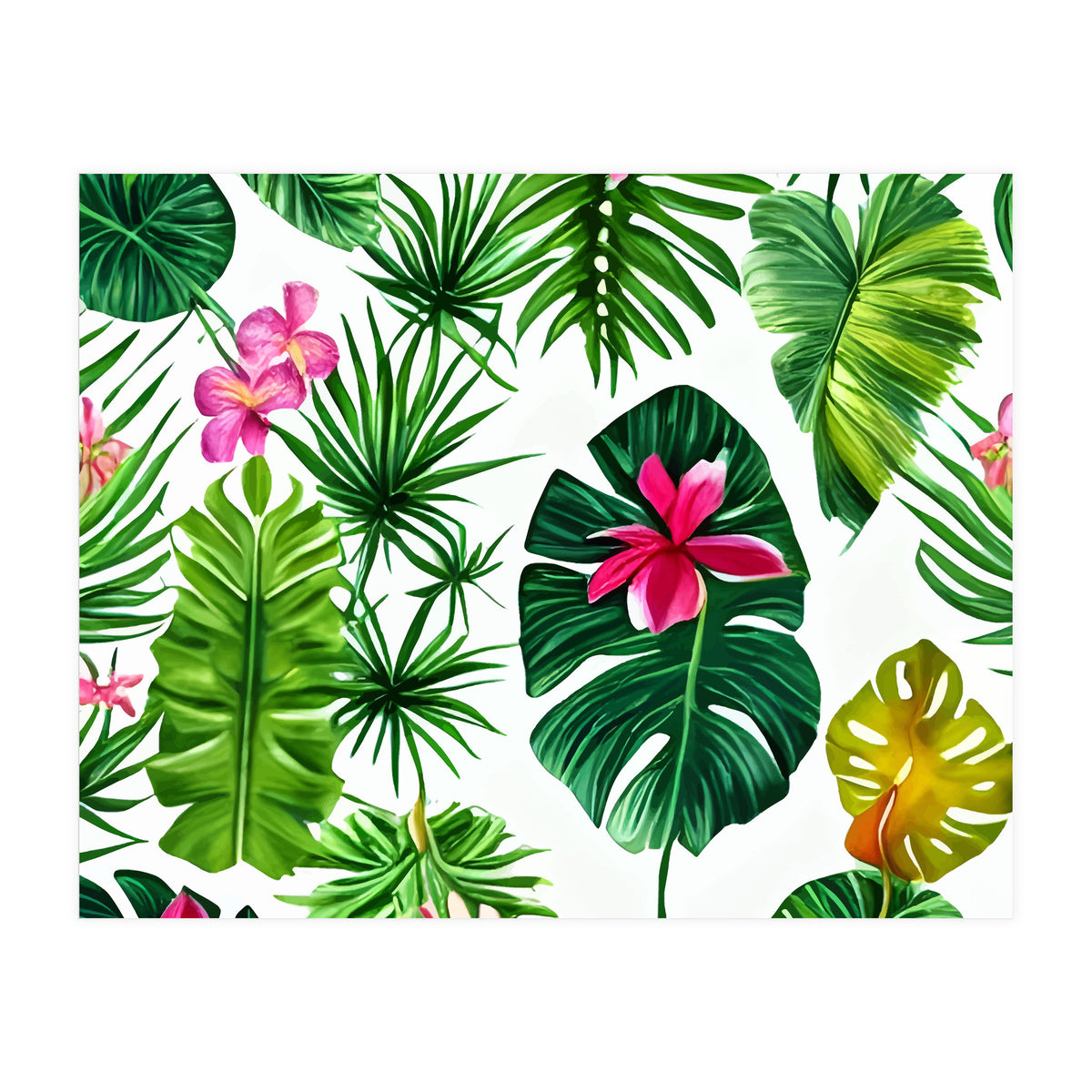 The Tropic, Banana Leaves Tropical Jungle Botanical, Palm Plants Monstera Nature, Bohemian Plants Floral (Print Only)
