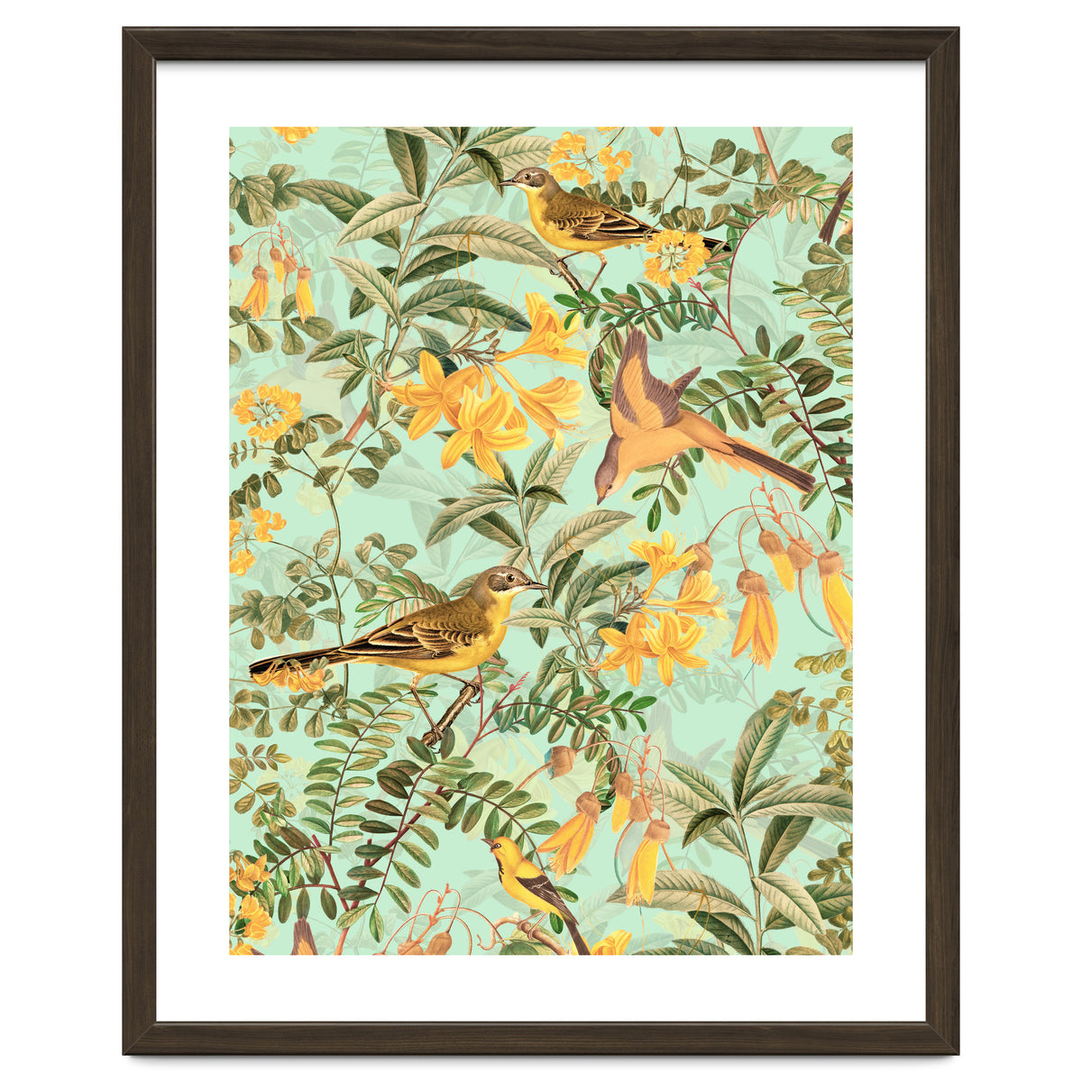 Yellow Birds in Tropical Jungle Paradise