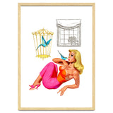 Pinup Girl With Two Birds thumbnail