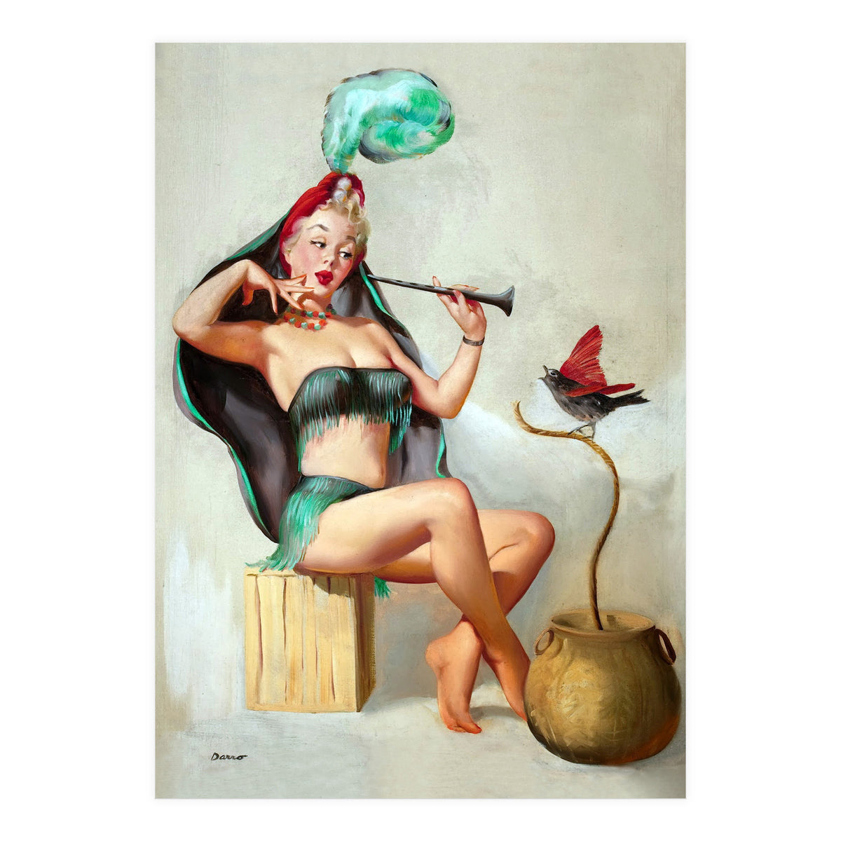 Pinup Sexy Girl Performing A Trick (Print Only)