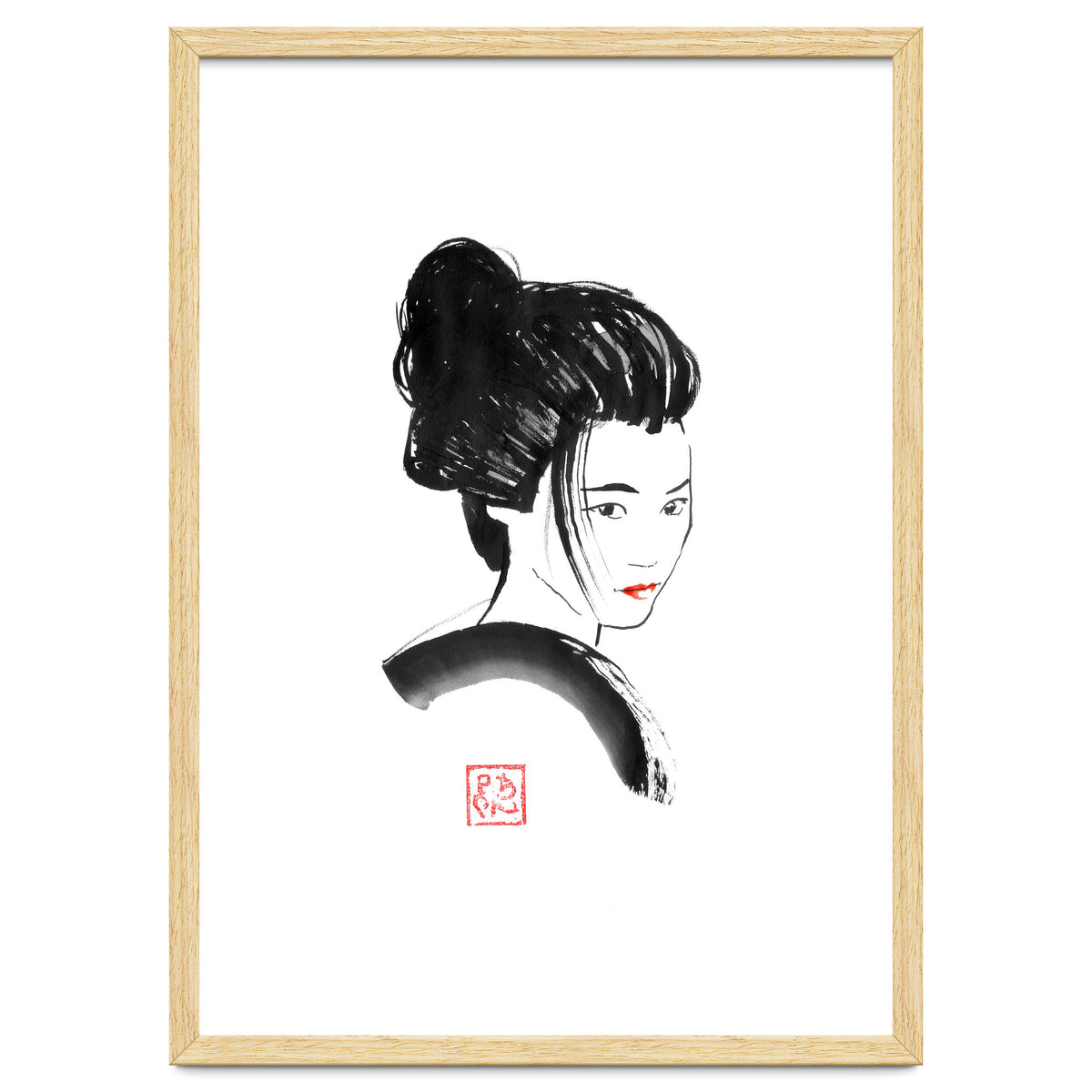 Geisha Face Red Lips