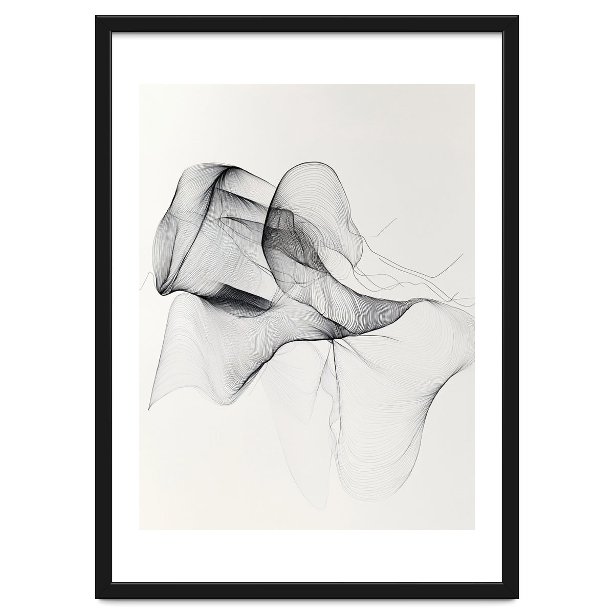 Abstract Black And White Flowing Lines Art