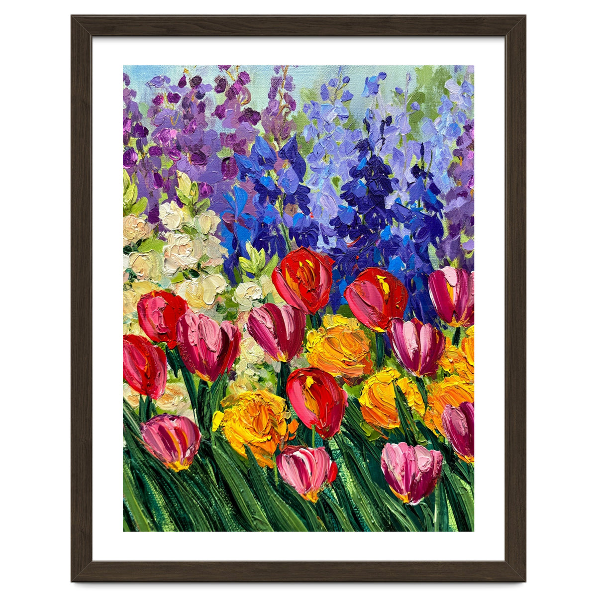 Vibrant Summer Tulip Garden Oil Painting