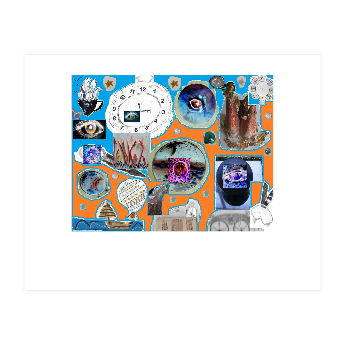 Abstract Collage 3 D Material Design Original (Print Only)