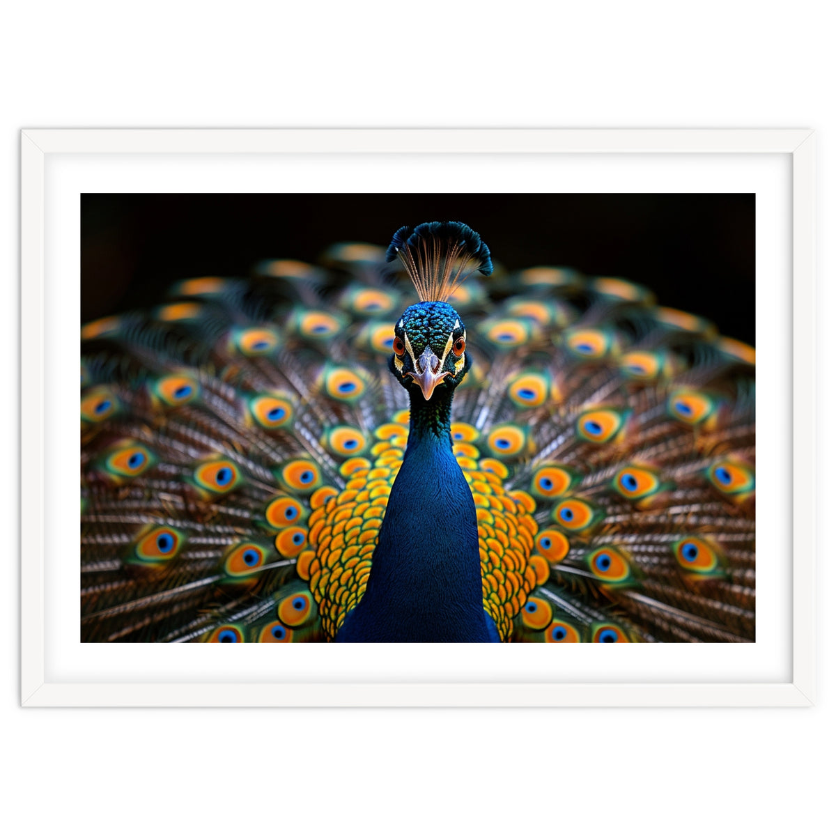 Close Up Peacock Displaying Its Feathers