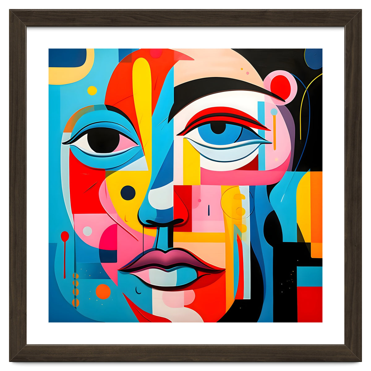 CUBIST HARMONY,  face, the essence of Cubist inspiration in a fragmented vibrant spectrum.