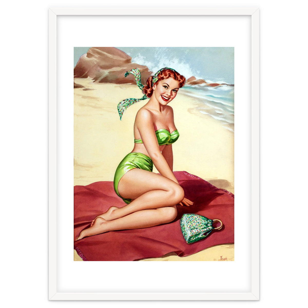 Smiling Pinup Sexy Girl On The Beach