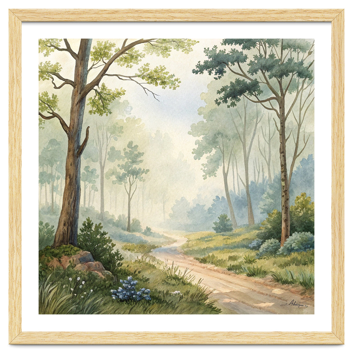 Atmospheric Forest Watercolor Painting