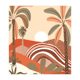 Epiphany, Pastel Rustic Sunrise Sunset, Bohemian Nature Landscape Illustration, Mountains Adventure Palm Trees (Print Only) thumbnail