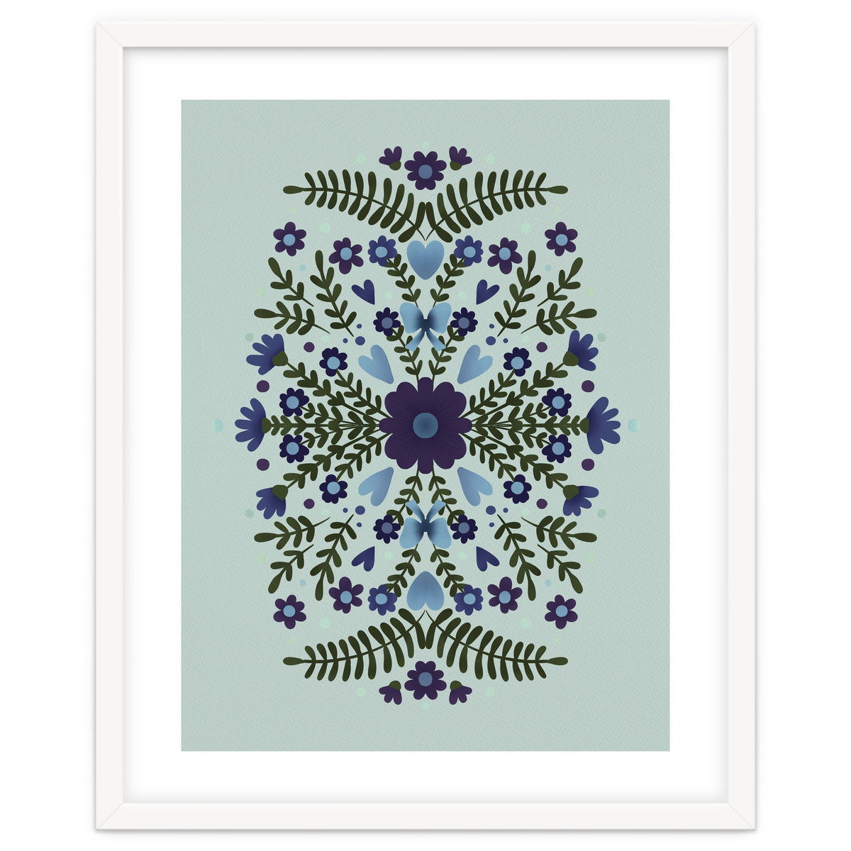 Flowers And Bows Blue And Green