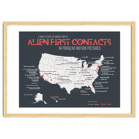 USA Map of Alien First Contacts in Movies