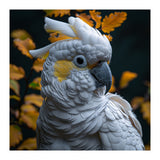 Yellow Crested Cockatoo Portrait Autumn Leaves Dark (Print Only) thumbnail