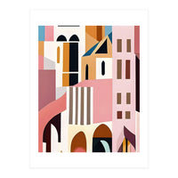 Moroccan City, Pastel Architecture Cityscape Buildings, Travel Eclectic Modern Bohemian Houses (Print Only)