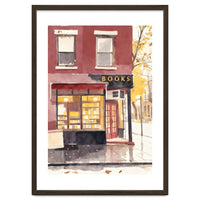 Cozy Bookshop, Autumn Book Shop Street Art, LibraryBook Store