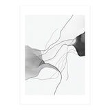 Abstract Black And White Flowing Lines And Shapes On White Background (Print Only) thumbnail