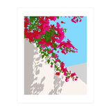 Bougainvillea Blossom, Greece Tropical Summer Travel, Santorini Architecture White Buildings Floral Nature Garden (Print Only) thumbnail