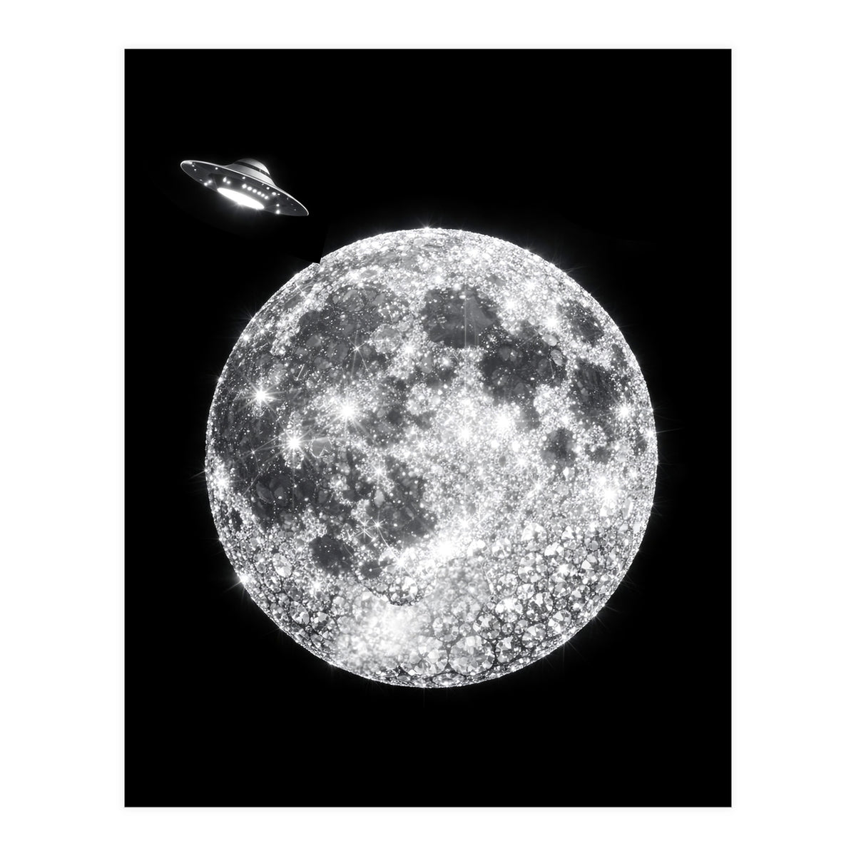 Diamond moon and UFO (Print Only)