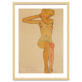 Seated female nude with raised right arm,1910 Gouache,. thumbnail