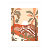 Epiphany, Pastel Rustic Sunrise Sunset, Bohemian Nature Landscape Illustration, Mountains Adventure Palm Trees (Print Only) thumbnail