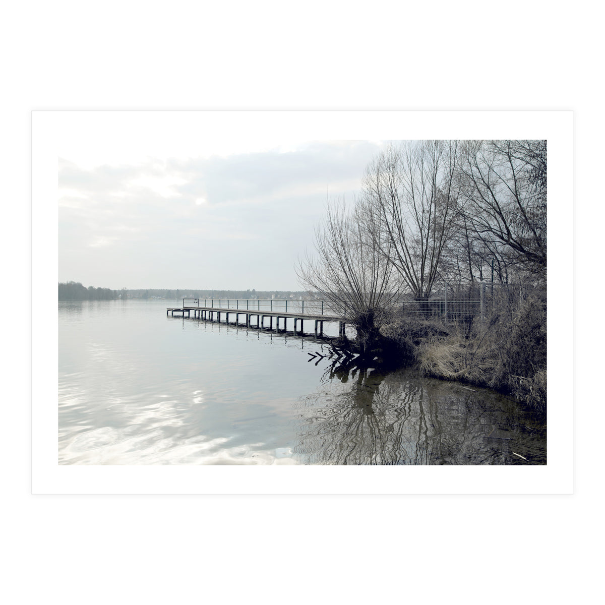 Sunny day pier in the lake (Print Only)