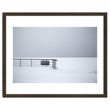 No lifeguards on the sign board in the winter snow beach thumbnail