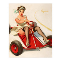 Pinup Sexy Girl On A Go Cart Car (Print Only)