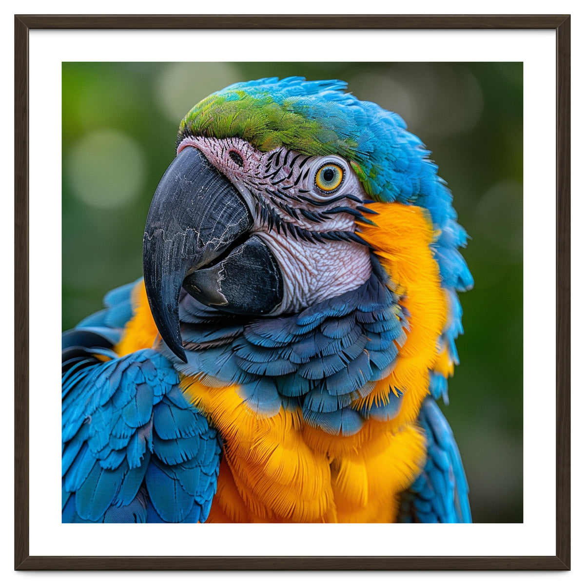 Close Up Blue And Yellow Macaw Parrot Face