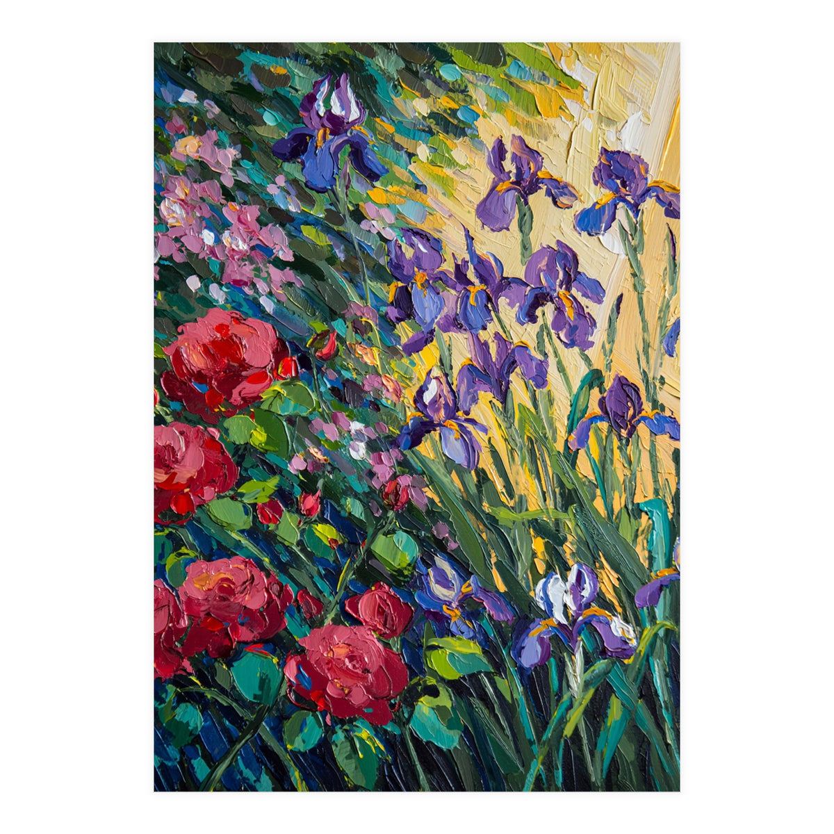 Expressive Heavy Impasto Floral Oil Painting  (Print Only)