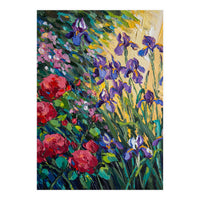 Expressive Heavy Impasto Floral Oil Painting  (Print Only)