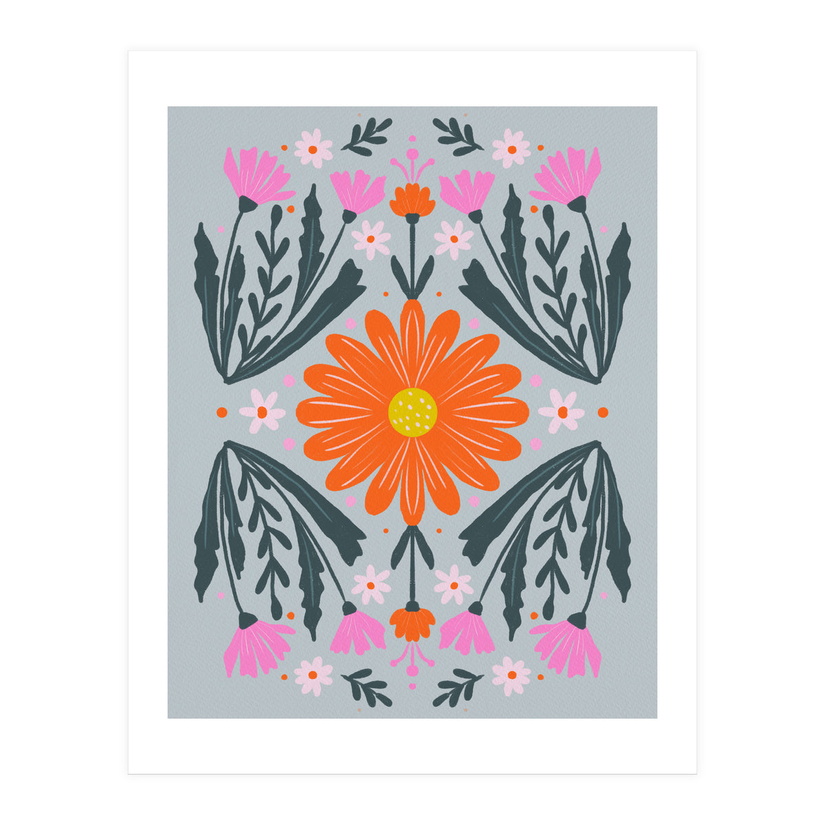 Orange Flower with pink buds (Print Only)