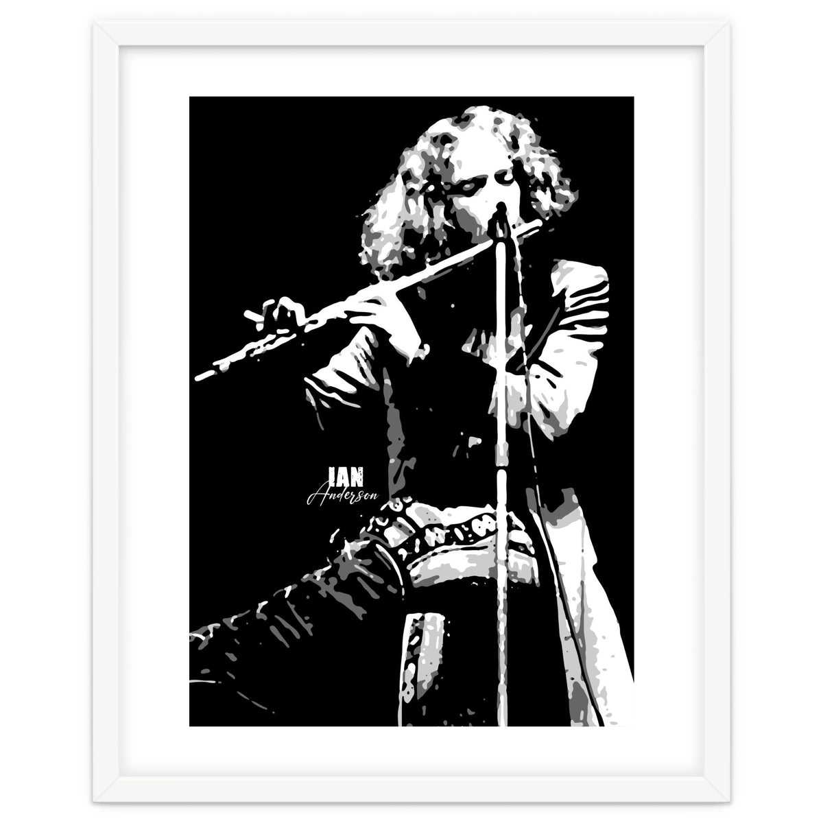 Ian Anderson British Musician Legend in Grayscale